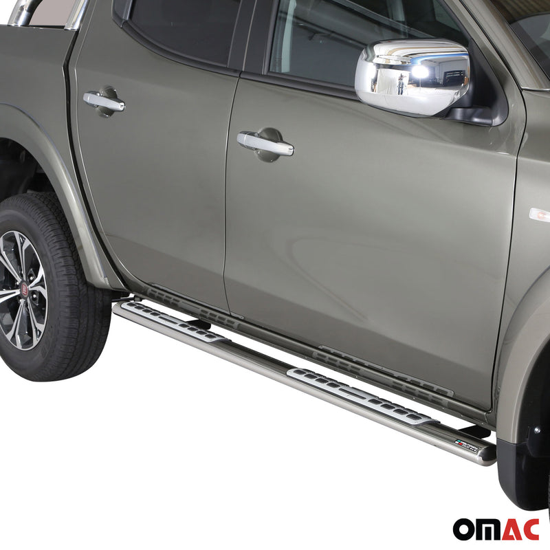 Minigonne laterali in acciaio per Fiat Fullback Double Cab 2016-2019 Grigio