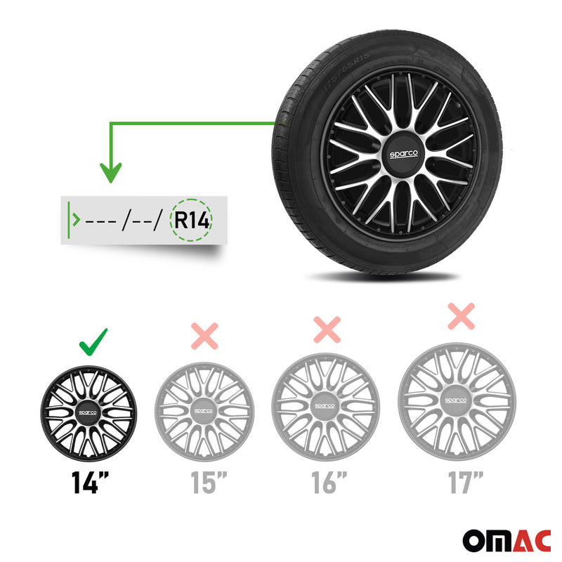 Coprimozzi Sparco 14 pollici Roma argento nero 4 pezzi