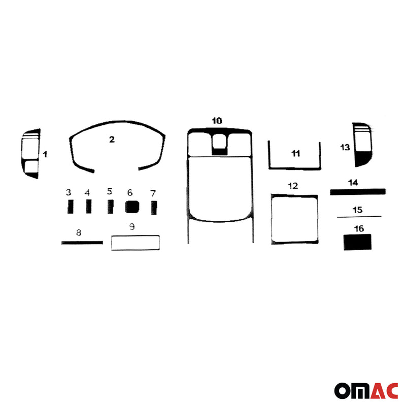 Decorazione interna abitacolo per Isuzu D-Max 2002-2008 effetto radica 16 pezzi 