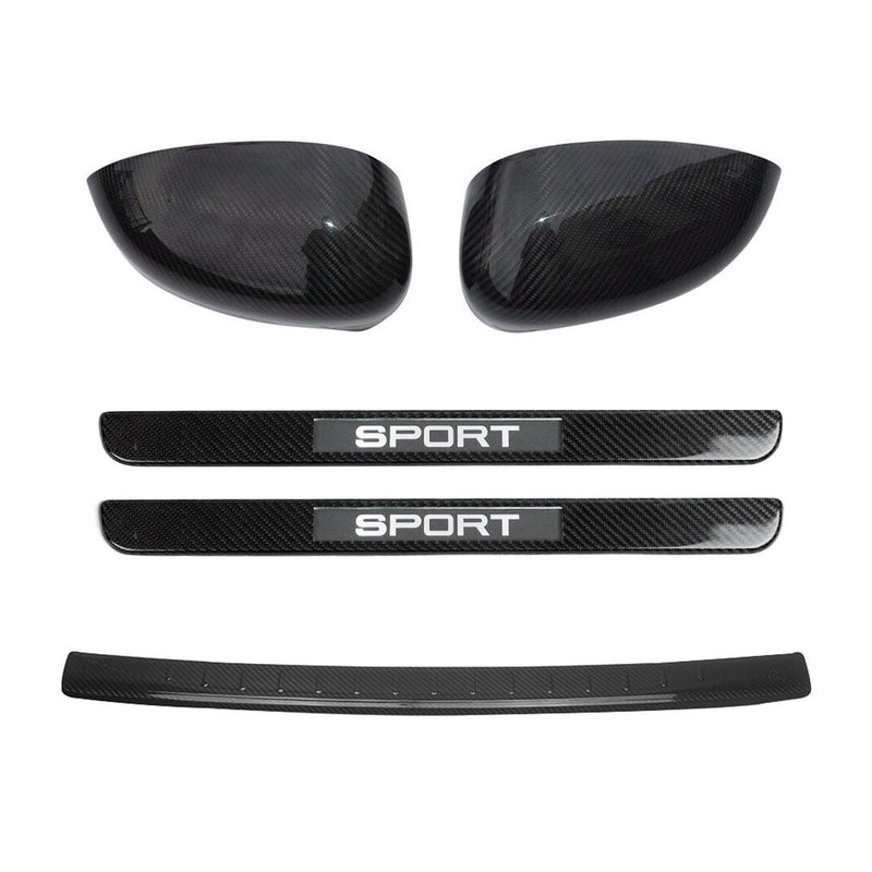 Protezione soglia di carico, battitacco, calotte specchietti per Fiat 500 500C, set nero 