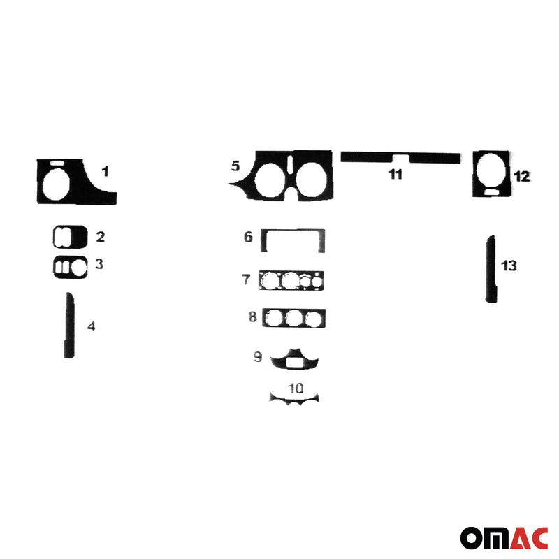 Decorazione interna abitacolo per Renault Kangoo 1998-2009 look alluminio 13 pezzi
