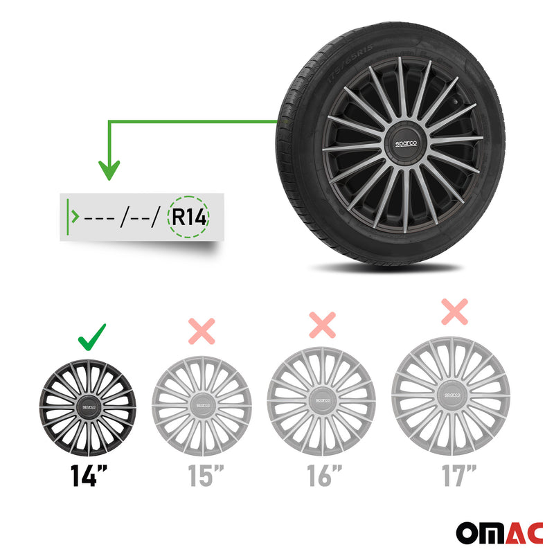Coprimozzi Sparco 14 pollici Treviso Nero Argento 4 pezzi