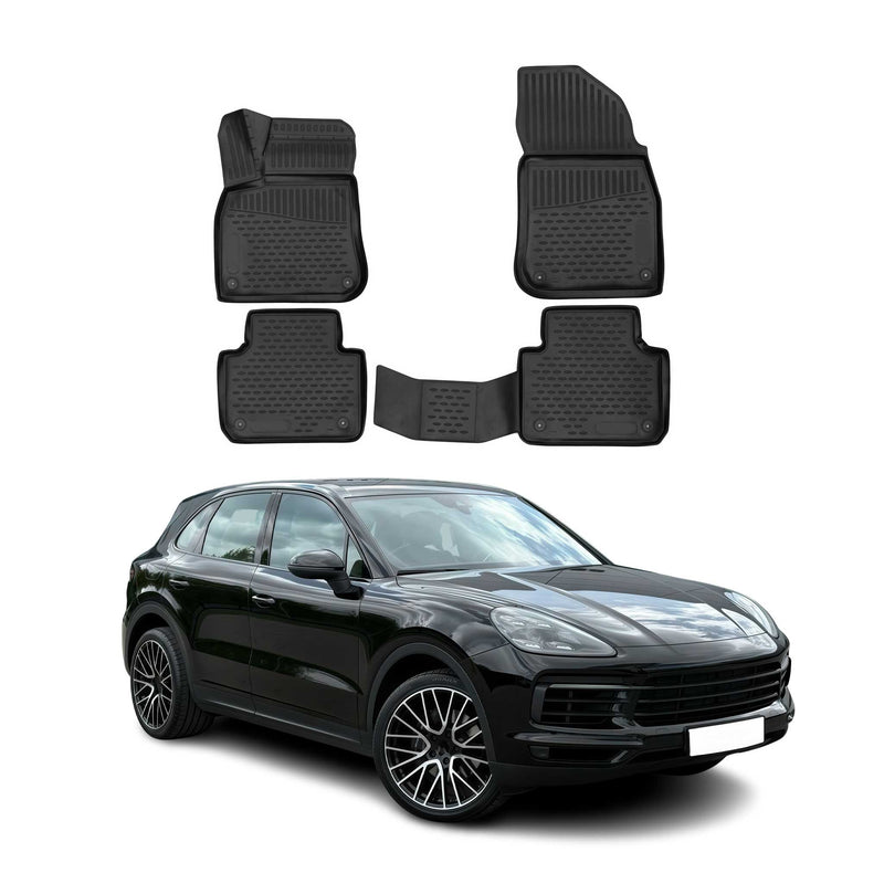 Tappetini Porsche Cayenne 9YA 2017-2023 in TPE nero, 4 pezzi