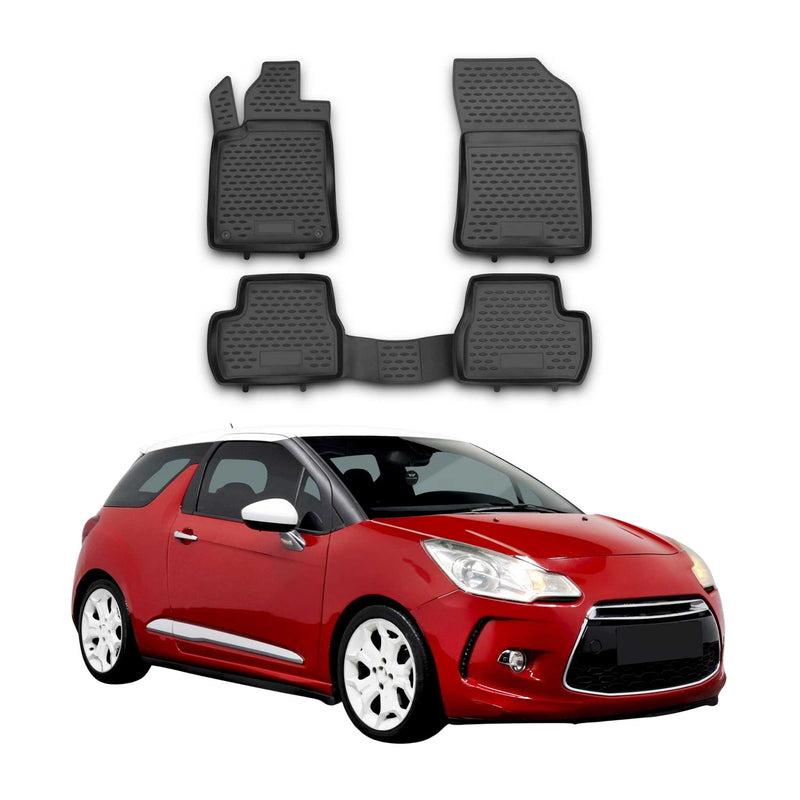 Tappetini Citroen DS3 2010-2019 TPE Nero 4 pezzi