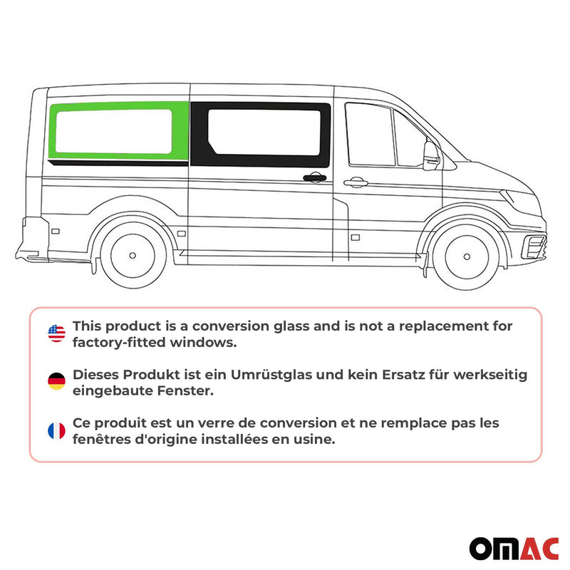Seitenfenster Schiebetür für VW Crafter 2017-2025 Auto Fenster Rechts L2 Schwarz