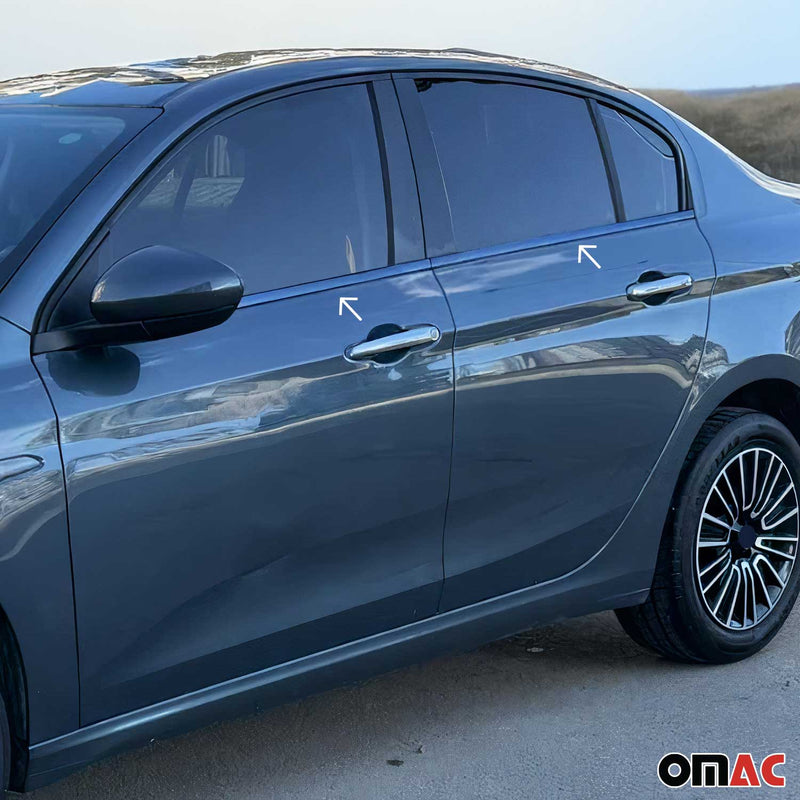 Cornici finestrini per Fiat Tipo 2015-2025 acciaio inox lucido scuro 4x