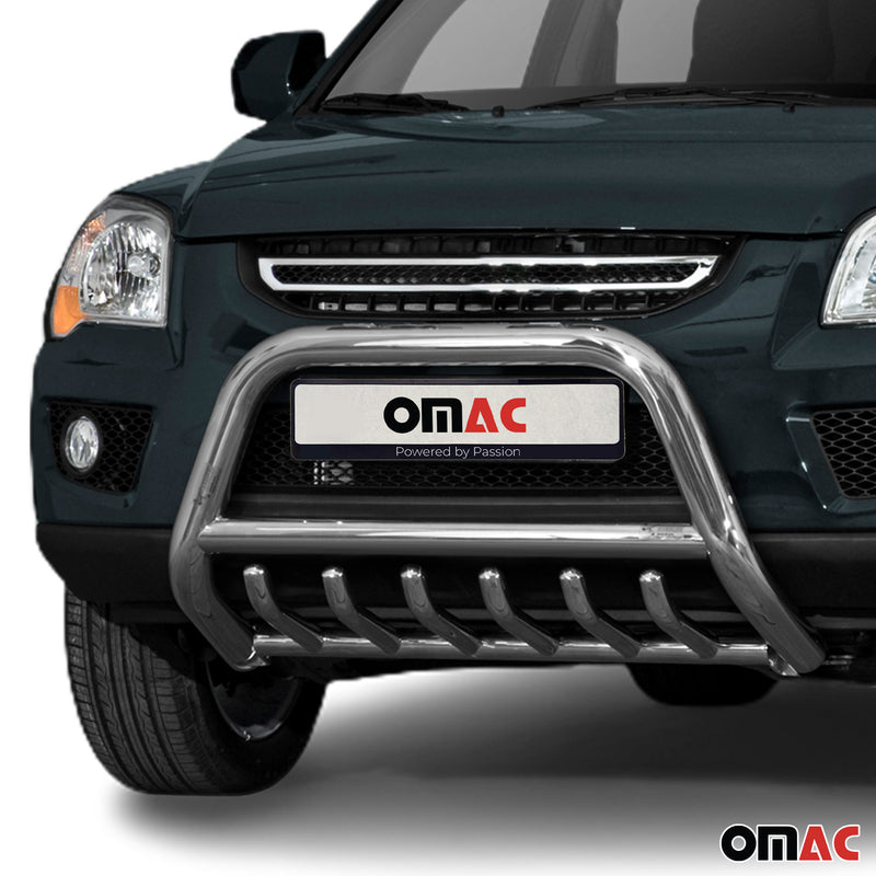 Protezione anteriore per Kia Sportage 2008-2010 con ABE acciaio argento 