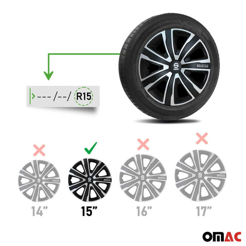 Coprimozzi Sparco 15 pollici Palermo Nero 4 pezzi