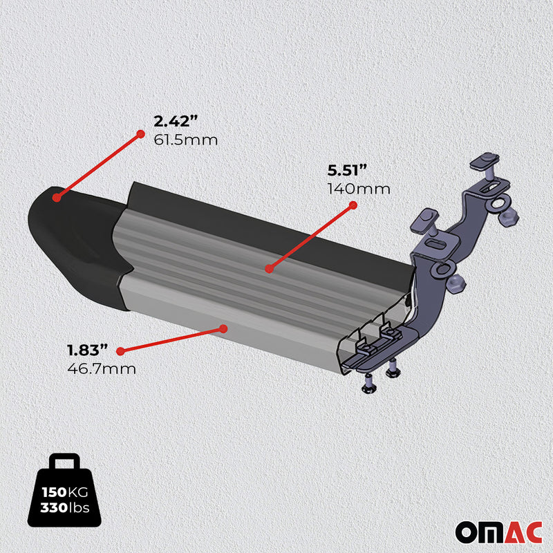 Minigonne laterali pedane sottoporta per Fiat 500X 2014-2025 alluminio argento