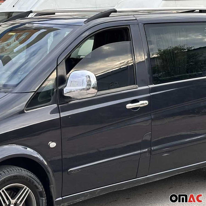 Copri maniglie per Mercedes Vito W639 2003-2014 4 porte 1 foro 8 pezzi in acciaio inox opaco 