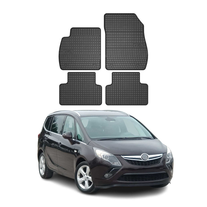 Tappetini in gomma neri per Opel Zafira C Tourer 2012-2019, 4 pezzi.