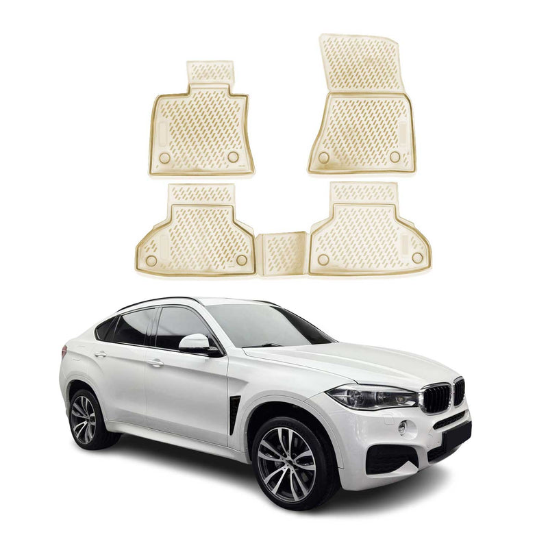 2014-2019 BMW X6 F16 F86 Fußmatten TPE Beige 4 tlg