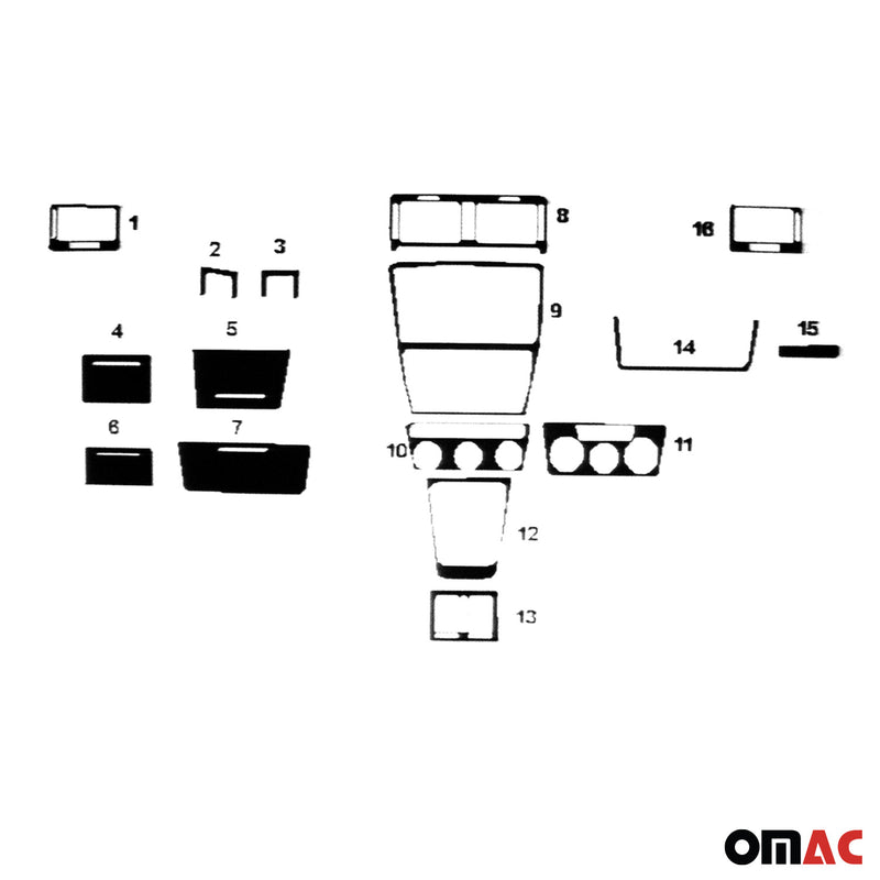 Decorazione interna abitacolo per Skoda Octavia 2004-2009 effetto radica 16x 