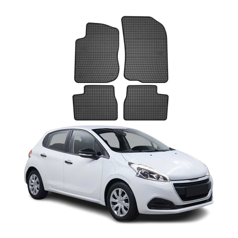 Tappetini in gomma neri per Peugeot 208 2012-2019, 4 pezzi
