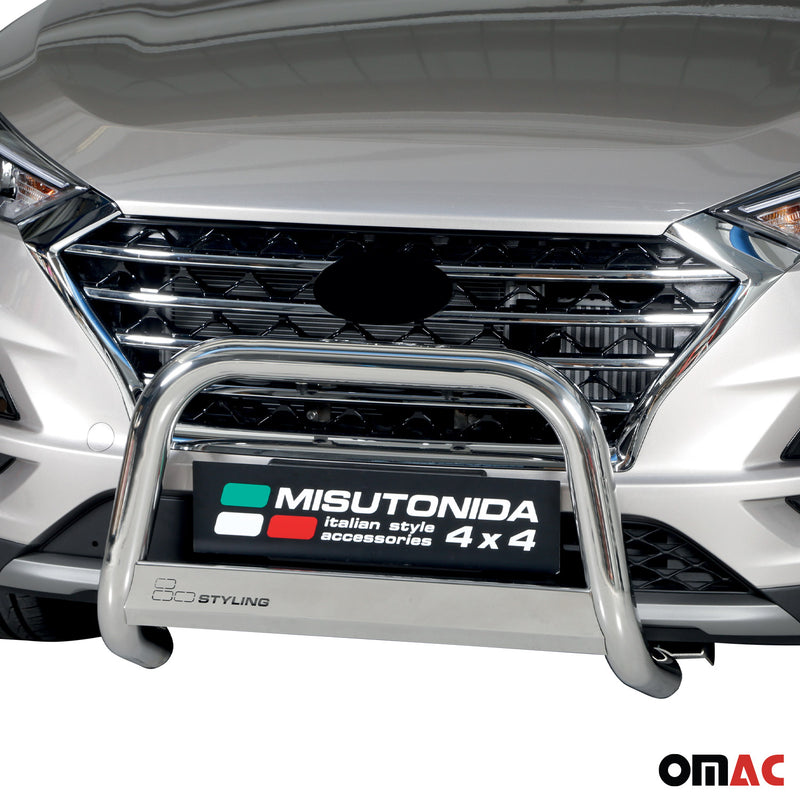 Barra di protezione anteriore per Hyundai Tucson 2018-2021 ø63mm acciaio argento 