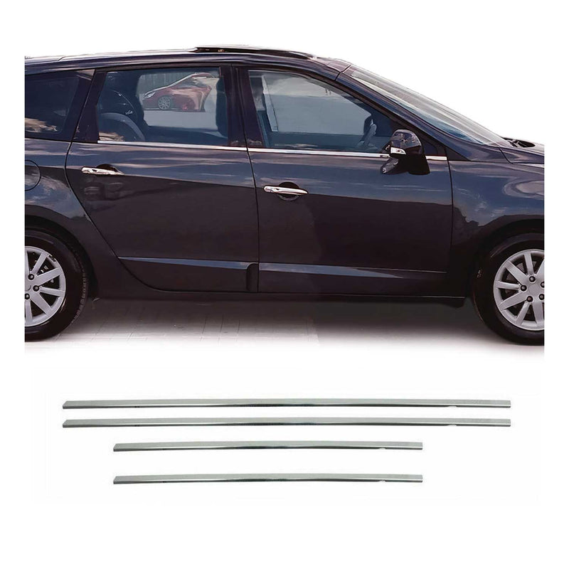 Listelli decorativi per finestrini Renault Grand Scenic 2009-2013 in acciaio inox cromato 4 pezzi 