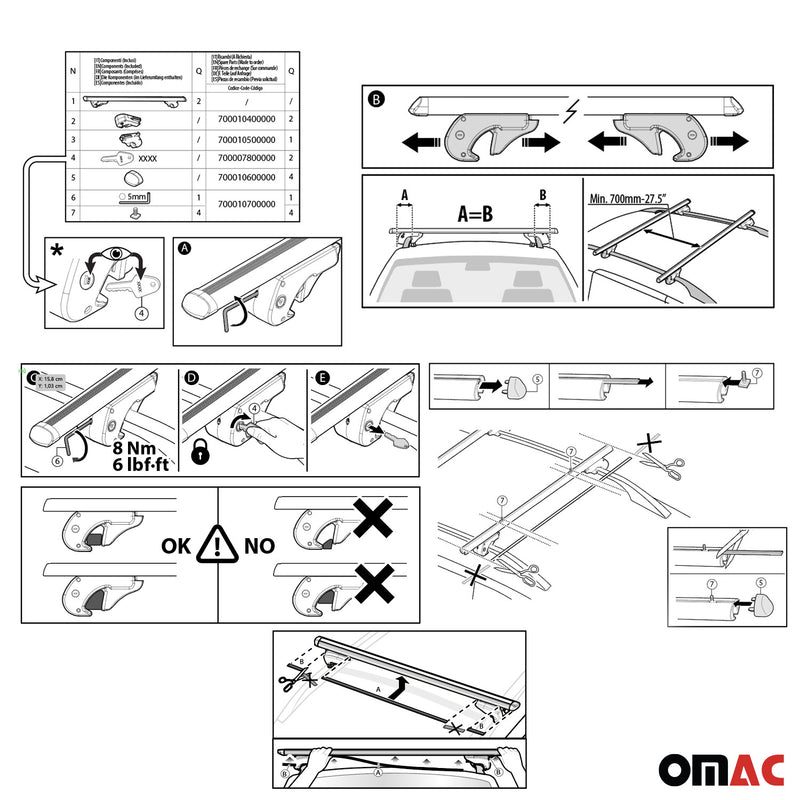 Menabo Dachträger Gepäckträger für Mercedes M Klasse W166 2011-2015 90kg Alu