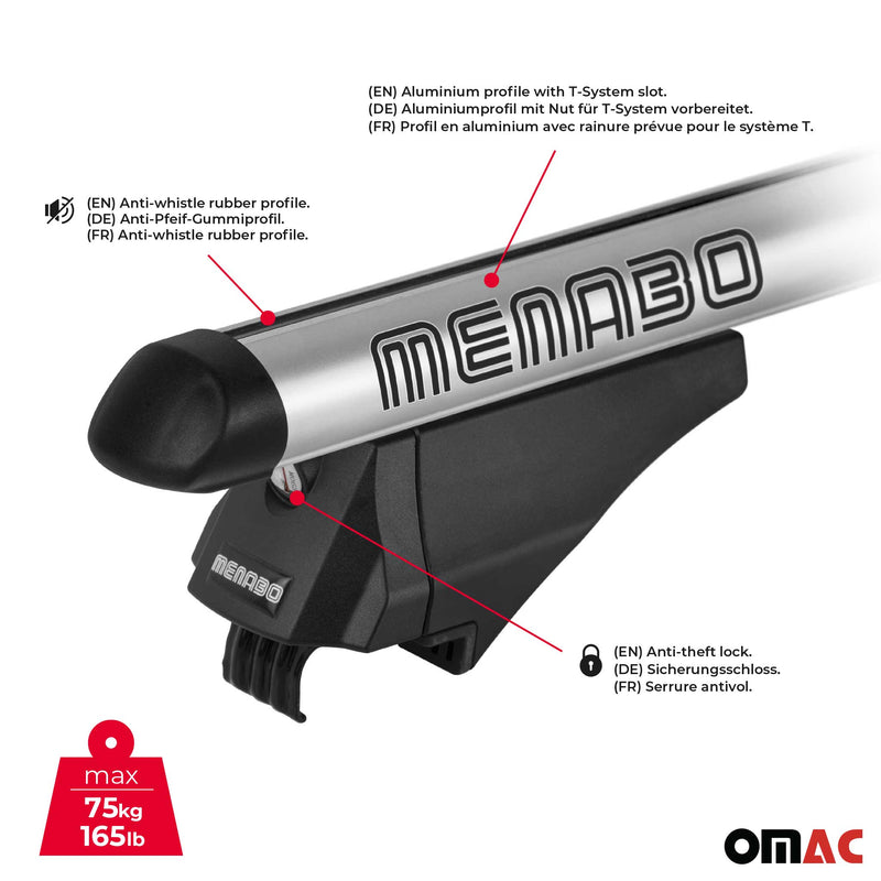Barre portatutto Menabo per Opel Crossland 2020-2025 ABE alluminio nero 2x