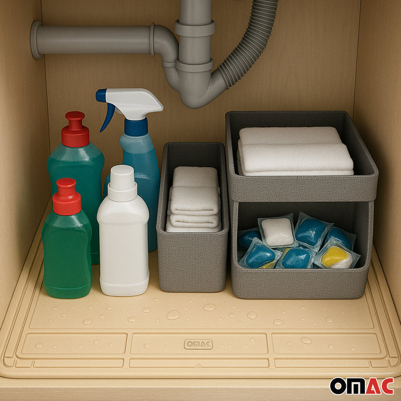 Tappetino di protezione dall'acqua per lavello, protezione angoli mobile base, TPE beige