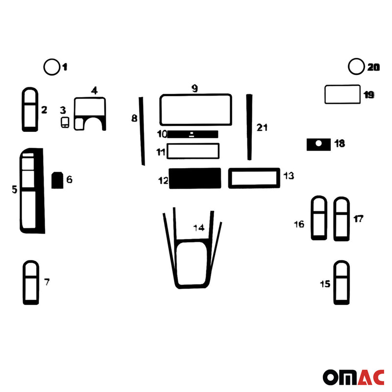 Decorazione interna abitacolo per VW Golf 1997-2003 effetto radica 21 pezzi