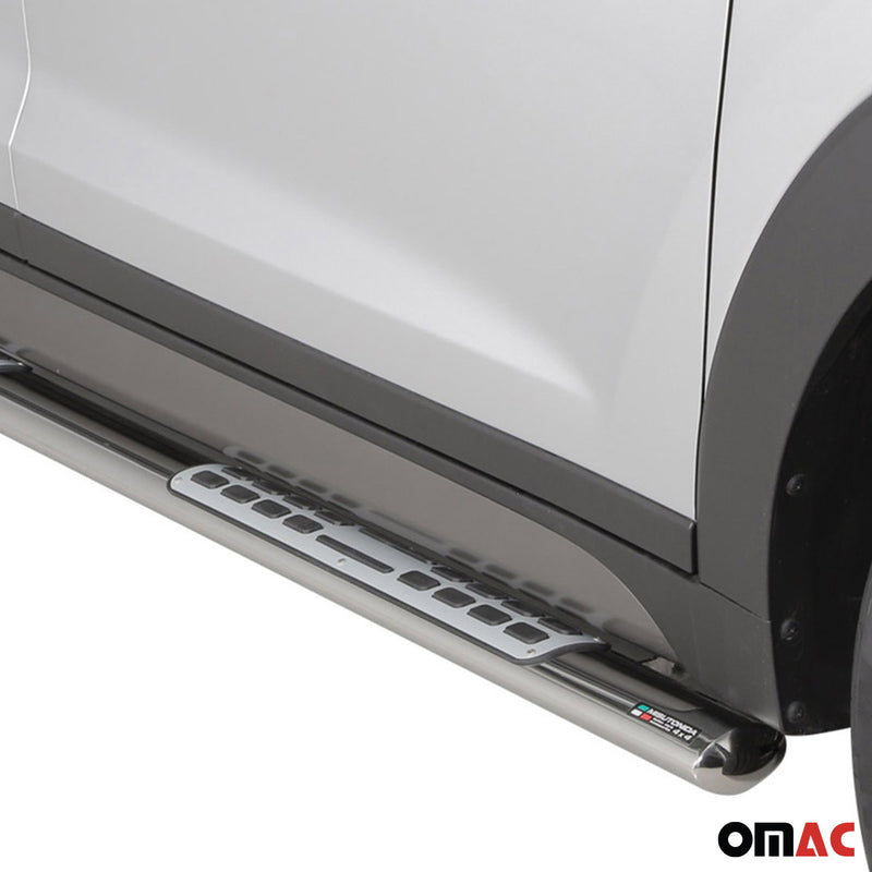 Minigonne laterali in acciaio inossidabile per Hyundai Tucson 2015-2018 Argento