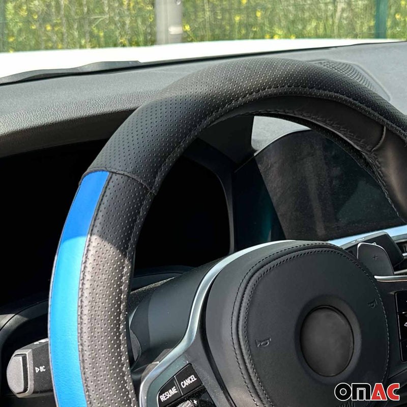 Lenkradbezug Lenkradschoner Lenkrad abdeckung Schwarz Halbmond Blau Ø 38-40 cm