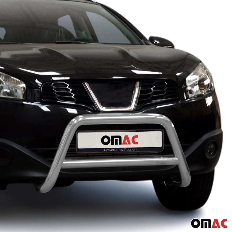 Protezione anteriore per Nissan Qashqai +2 2010-2013 con ABE acciaio argento