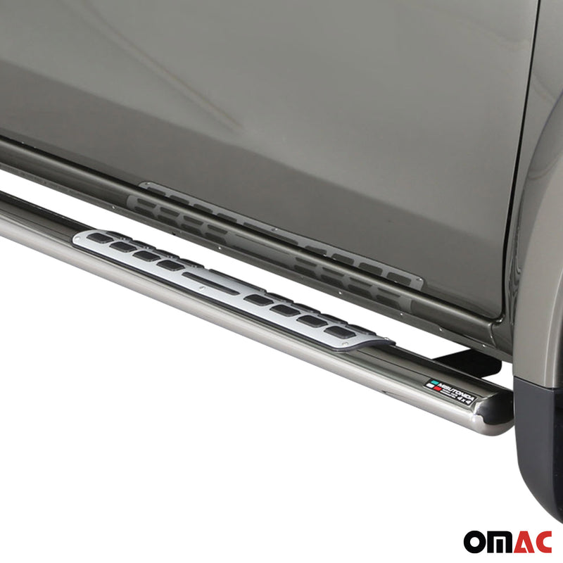 Minigonne laterali in acciaio per Fiat Fullback Double Cab 2016-2019 Grigio