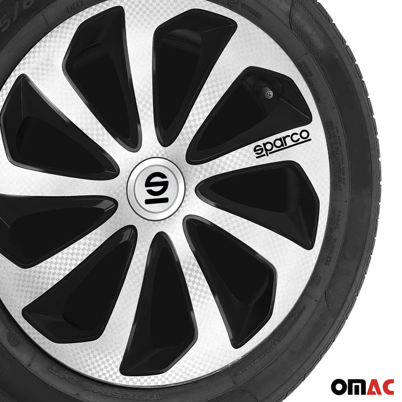 Coprimozzi Sparco 16 pollici Sicilia Argento Carbonio Nero 4 pezzi