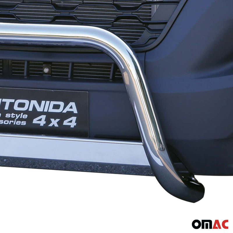 Protezione anteriore in acciaio inox per Citroen Jumper 2014-2025 Grigio Ø 63 mm