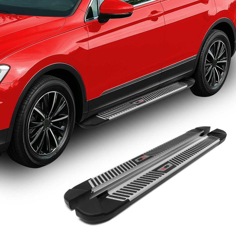 Trittbretter Seitenbretter für VW T6 T6.1 Transporter 2015-24 L2 Alu Schwarz