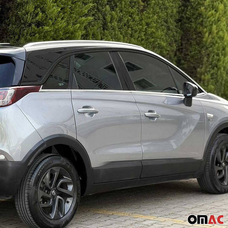 Listelli decorativi per finestrini per Opel Crossland X 2017-2025 in acciaio inox cromato 8 pezzi