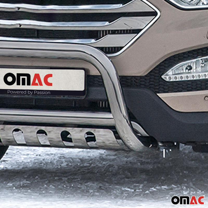 Protezione anteriore per Hyundai Santa Fe 2012-2018 ABE acciaio inox argento 