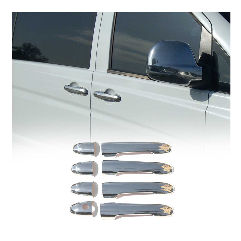 Copri maniglie per Mercedes Vito W639 2003-2014 4 porte 1 foro 8 pezzi in acciaio inox opaco 