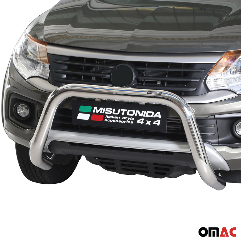 Barra di protezione anteriore per Fiat Fullback 2016-2019 ø76mm acciaio argento