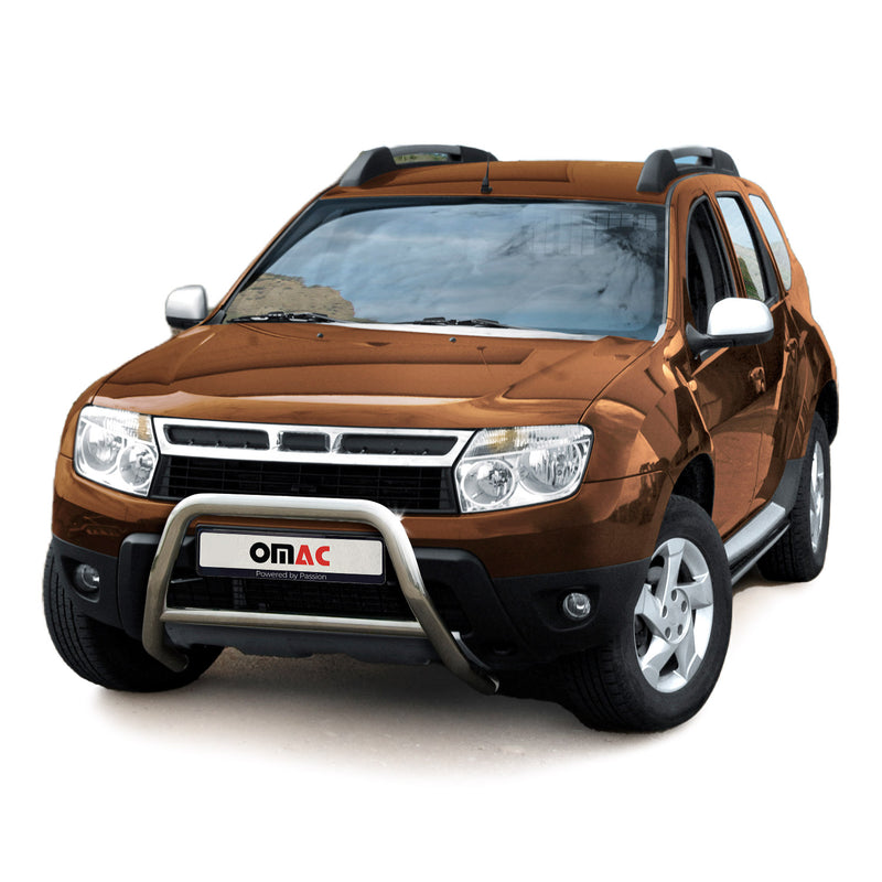 Protezione anteriore per Dacia Duster 2010-2014 acciaio argento con ABE 