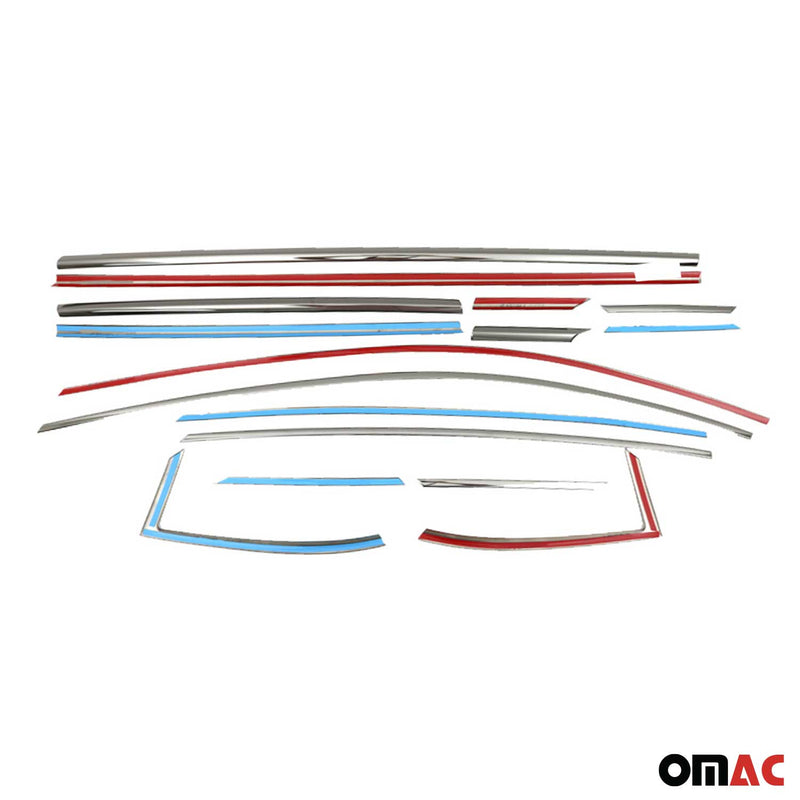 Listelli decorativi per finestrini Opel Astra K hatchback in acciaio inox scuro, 16 pezzi 