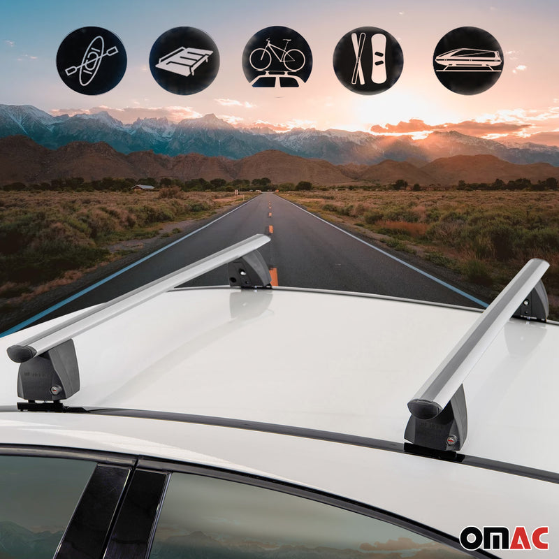 Base portapacchi Menabo per Ford C-Max 2003-2010, barra trasversale ABE in alluminio argento