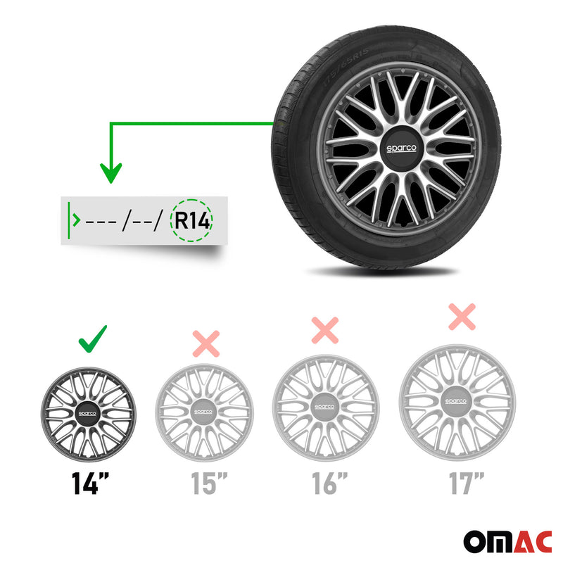 Coprimozzi Sparco 14 pollici Roma grigio argento 4 pezzi