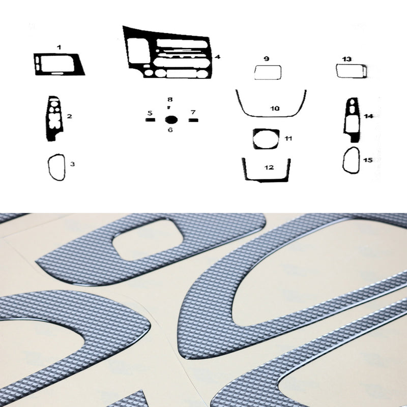 Decorazione interna abitacolo per Honda Civic 2005-2011 effetto carbonio 15 pezzi 