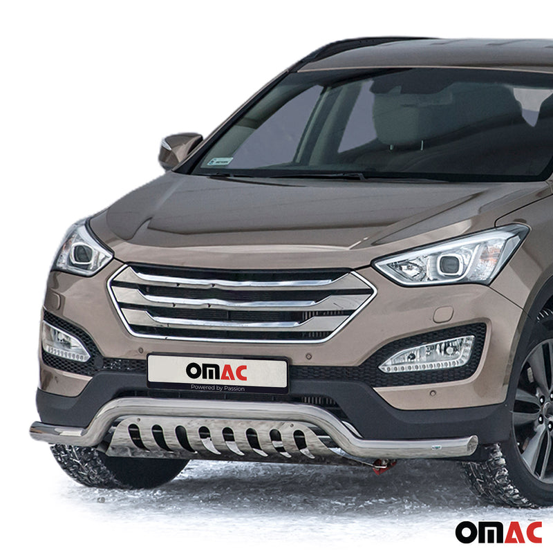 Barra di protezione anteriore in acciaio inox per Hyundai Santa Fe 2012-2018 con ABE Silver 