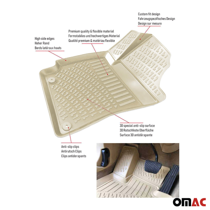 Tappetini Skoda Superb 2001-2008 tagliabili in TPE beige 4 pezzi.