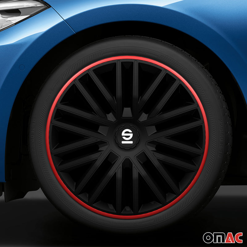 Coprimozzi Sparco 16 pollici Bergamo Nero Rosso 4 pezzi