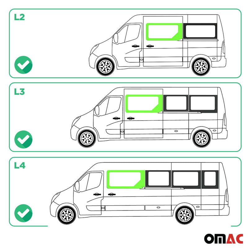Finestrino laterale auto per Renault Master 2010-2025 Porta scorrevole sinistra L2 L3 L4 H2