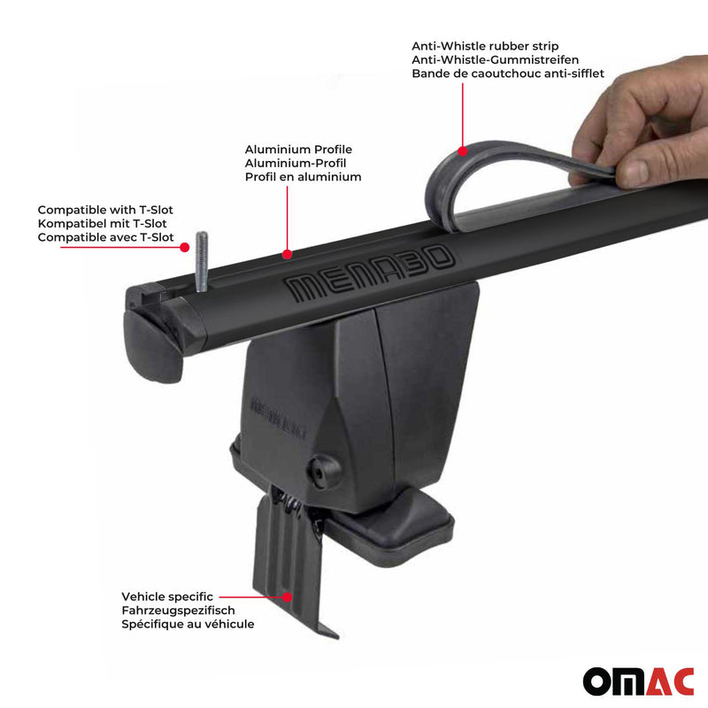 Base portapacchi Menabo per Citroen C4 Spacetourer 2018-24 ABE Alu Nero
