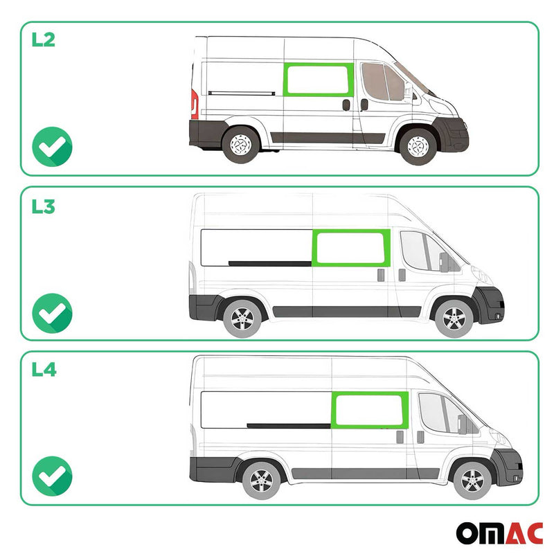Finestrino laterale scorrevole per Fiat Ducato 2014-2025 Destro L2 L3 L4 Nero