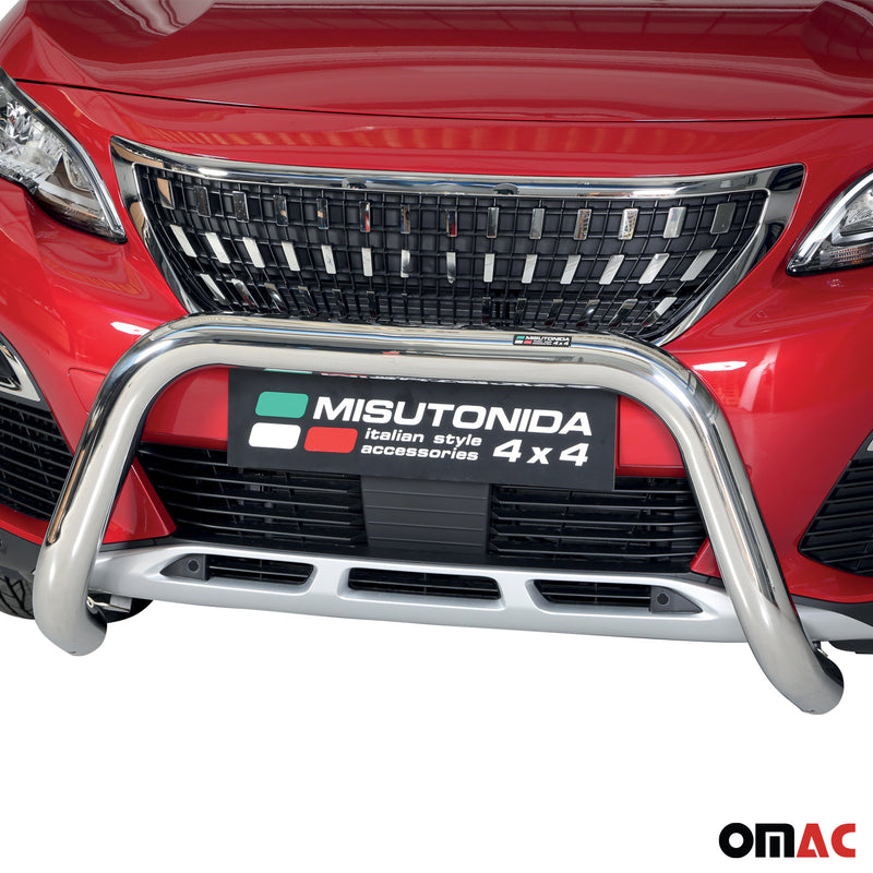 Frontbügel Frontschutzbügel für Peugeot 3008 2018-2021 ø76mm Stahl Silber Schutz