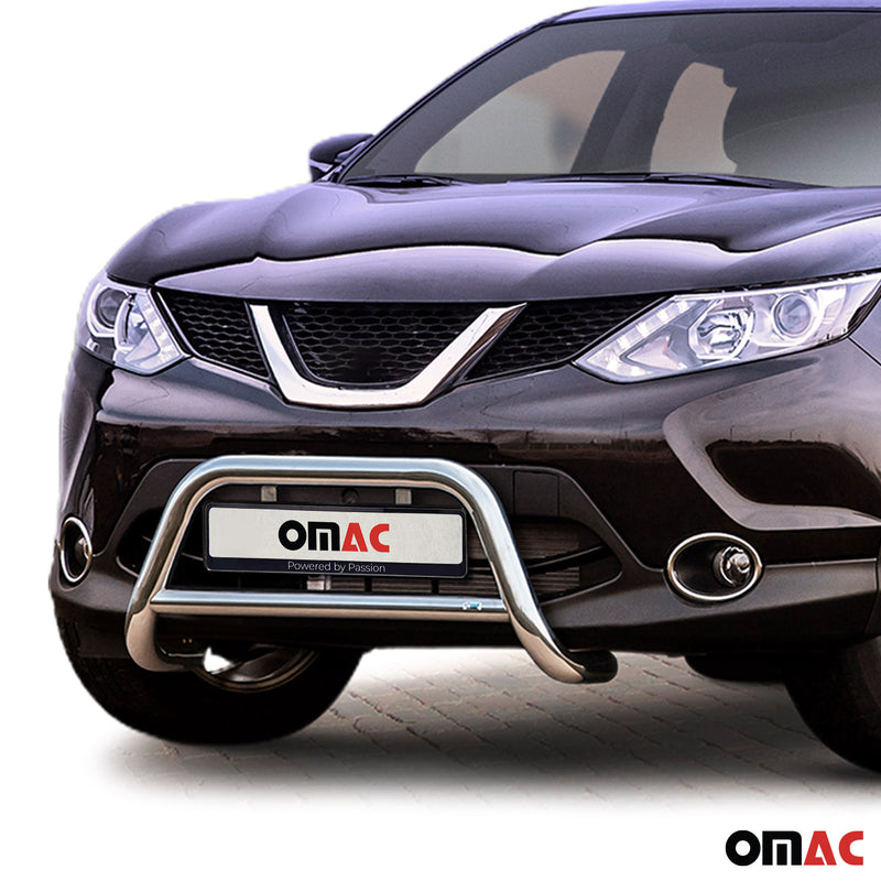 Protezione anteriore per Nissan Qashqai 2013-2017 con ABE acciaio argento 