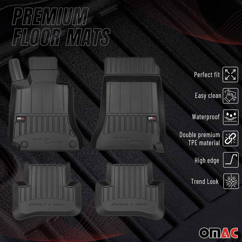 Tappetini in TPE neri per Mercedes Classe C W204 S204 modello T 2007-2014, 4 pezzi