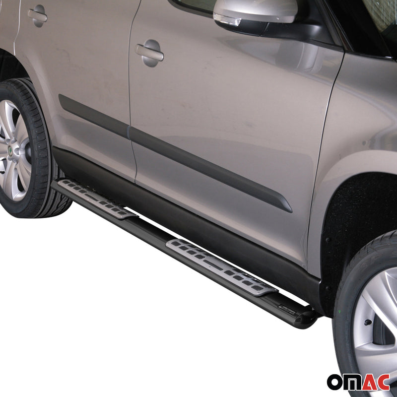 Minigonne laterali in acciaio inox per Skoda Yeti 2009-2013 Nero